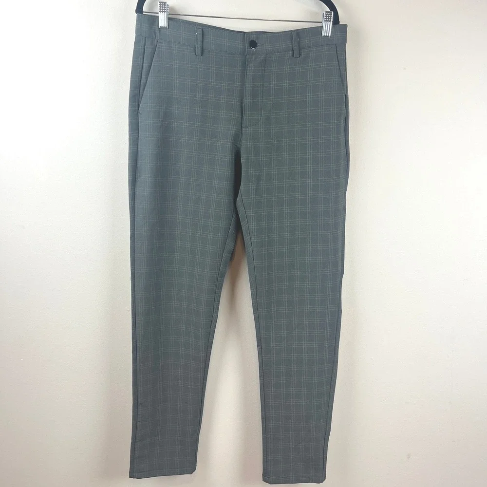 2/$30 Day & Age Gray Plaid Slim Fit Slacks Pants 34x32